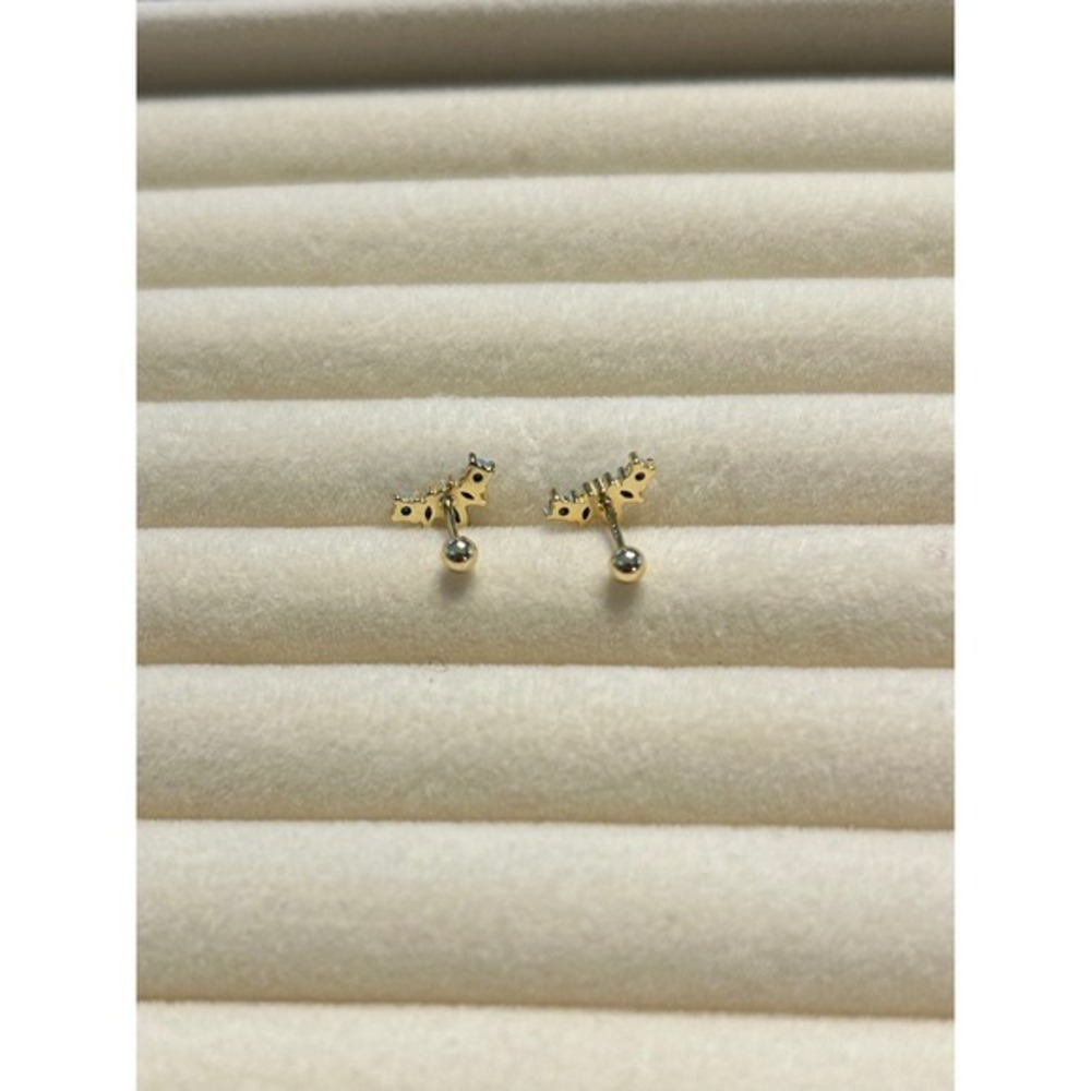 Dainty Cluster Black CZ Fan Earrings 925 Sterling Silver 14k Yellow Gold Plated - Picture 3 of 3